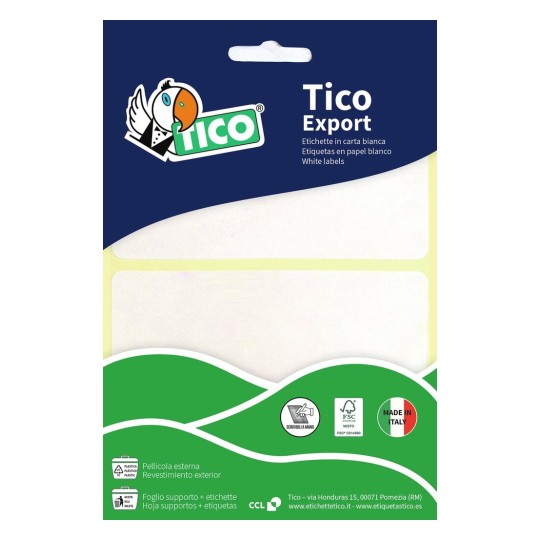 Etichette adesive bianche 75x56mm, 4 etichette per foglio E-7556