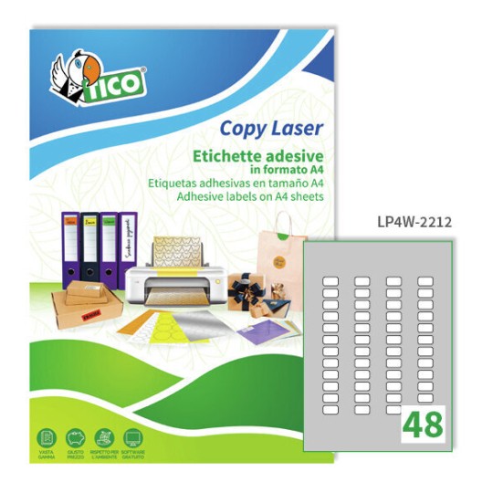Etichette adesive bianche 22x12,7mm, 48 etichette per foglio LP4W-2212 Contenuto: 4.800 Etichette / 100 Pagina