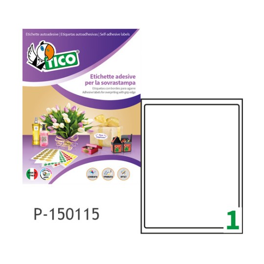 Etichette adesive bianche 150x115mm, 1 etichetta per foglio P-150115 Contenuto: 250 Etichette / 250 Pagina