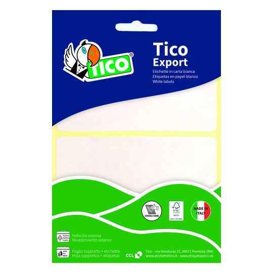 Etichette adesive bianche Tico Premium 144g con margini in fogli A4  Conf.100ff (70 x 36 mm)