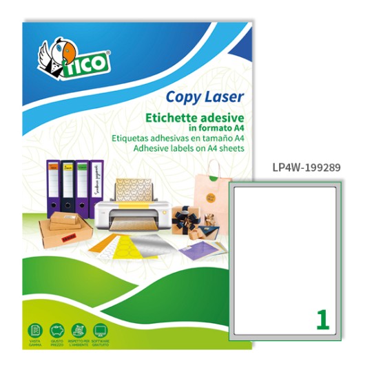 Etichette adesive bianche 199x289mm, 1 etichetta per foglio LP4W-199289 Contenuto: 100 Etichette / 100 Pagina