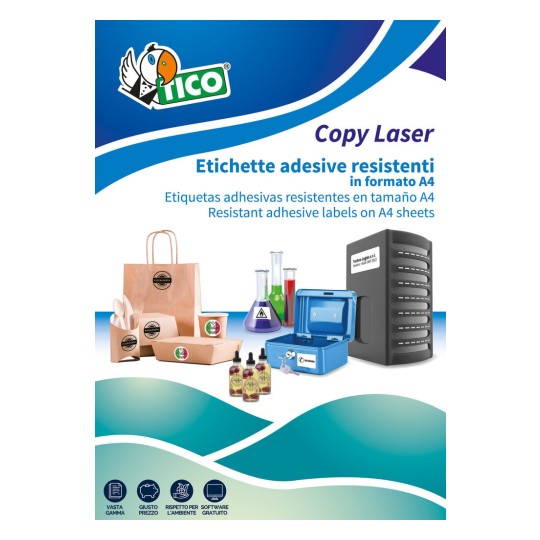 Etichette adesive trasparenti 61x28mm, 27 etichette per foglio PC4-6128