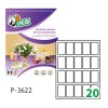 Etichette adesive bianche 36x22mm, 20 etichette per foglio P-3622 Contenuto: 5.000 Etichette / 250 Pagina