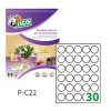 Etichette adesive bianche d. 22mm, 30 etichette per foglio P-C22 Contenuto: 7.500 Etichette / 250 Pagina