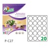 Etichette adesive bianche d. 27mm, 20 etichette per foglio P-C27 Contenuto: 5.000 Etichette / 250 Pagina