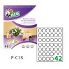 Etichette adesive bianche d. 18mm, 42 etichette per foglio P-C18 Contenuto: 10.500 Etichette / 250 Pagina