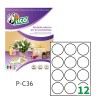 Etichette adesive bianche d. 36mm, 12 etichette per foglio P-C36 Contenuto: 3.000 Etichette / 250 Pagina
