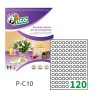 Etichette adesive bianche d. 10mm, 120 etichette per foglio P-C10 Contenuto: 30.000 Etichette / 250 Pagina