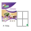 Etichette adesive bianche 75x56mm, 4 etichette per foglio P-7556 Contenuto: 1.000 Etichette / 250 Pagina