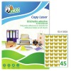 Etichette adesive in carta oro 38x28mm, 45 etichette per foglio GL4-3828 Contenuto: 4.500 Etichette / 100 Pagina