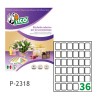 Etichette adesive bianche 23x18mm, 36 etichette per foglio P-2318 Contenuto: 9.000 Etichette / 250 Pagina